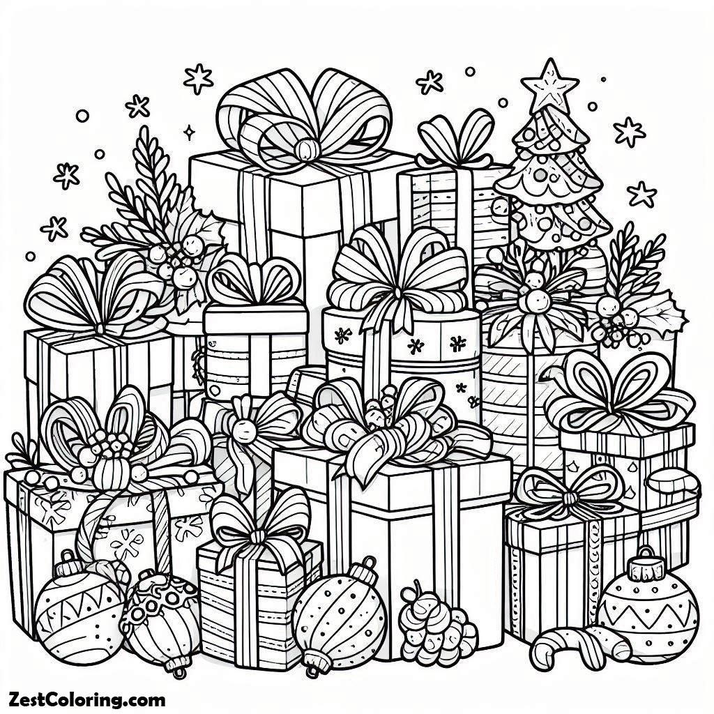Christmas, Christmas Presents On Christmas Coloring Page: Christmas Presents On Christmas Coloring PageFull Size Image