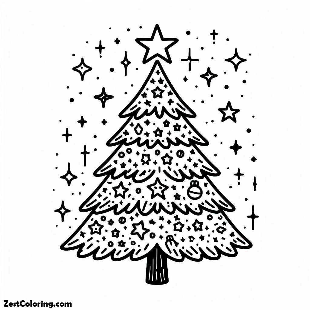 Christmas Tree, Christmas Tree With Stars As Background It Coloring Page: Christmas Tree With Stars As Background It Coloring PageFull Size Image