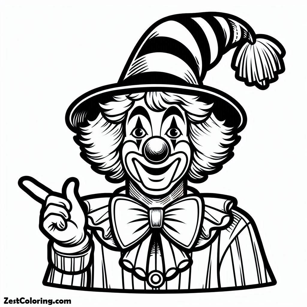 Clown, Clown Make A Sign Smile With His Finger Coloring Page: Clown Make A Sign Smile With His Finger Coloring PageFull Size Image