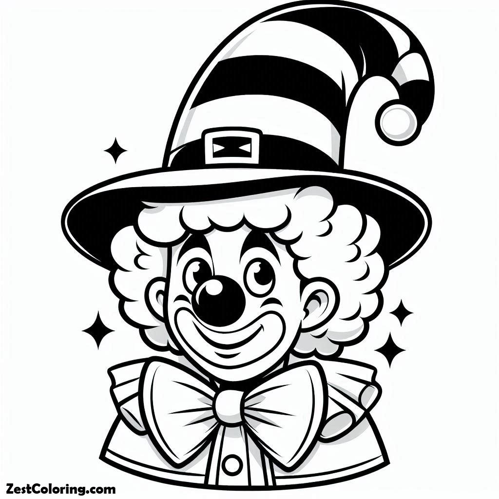 Clown, Clown Wearing Pointy Hat Coloring Page: Clown Wearing Pointy Hat Coloring PageFull Size Image