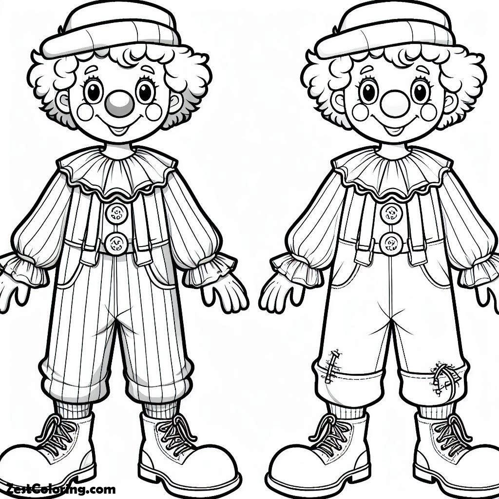Clown, Clown Wearing Raggery Clothes Coloring Page: Clown Wearing Raggery Clothes Coloring PageFull Size Image