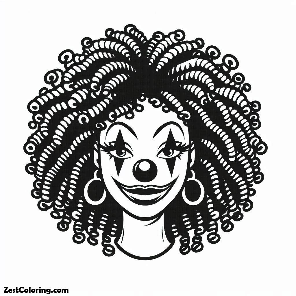 Clown, Clown With Dreadlocked Hair Coloring Page: Clown With Dreadlocked Hair Coloring PageFull Size Image