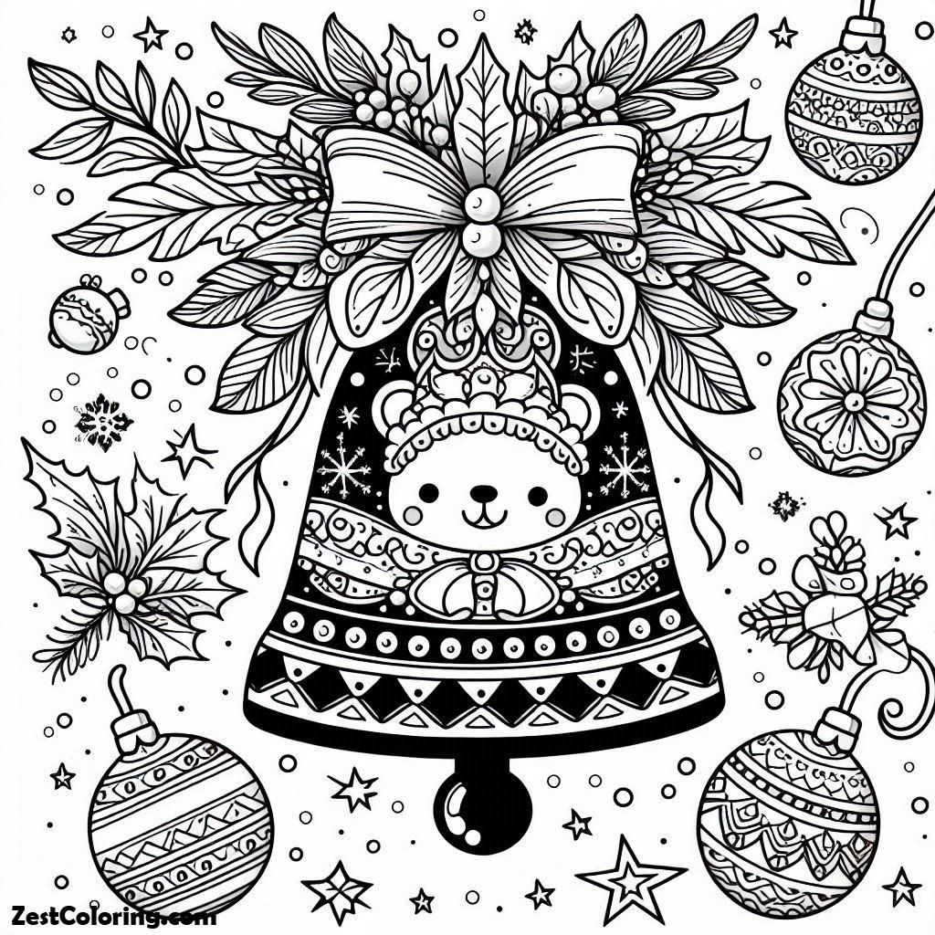 Christmas, Cute Christmas Bell Ornament On Christmas Coloring Page: Cute Christmas Bell Ornament On Christmas Coloring PageFull Size Image