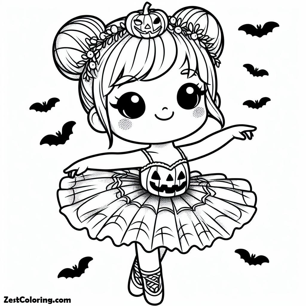 Ballerina, Cute Little Ballerina Of Halloween Coloring Page: Cute Little Ballerina Of Halloween Coloring PageFull Size Image