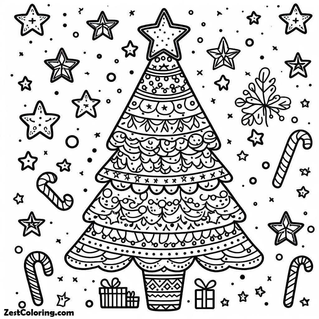 Christmas Tree, Decorate Christmas Tree Like A Wedding Cake Coloring Page: Decorate Christmas Tree Like A Wedding Cake Coloring PageFull Size Image