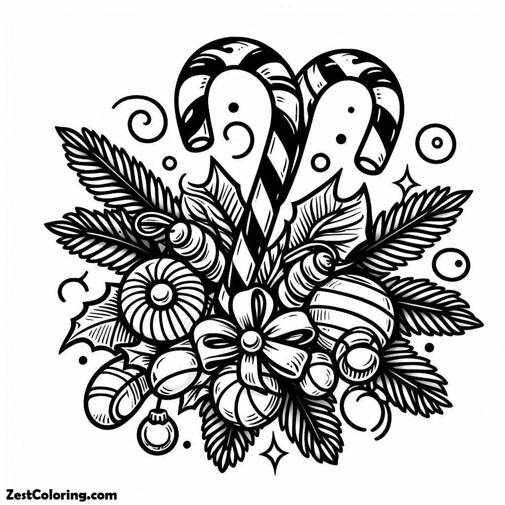 Christmas, Delicious Candy Canes On Christmas Coloring Page: Delicious Candy Canes On Christmas Coloring PageFull Size Image