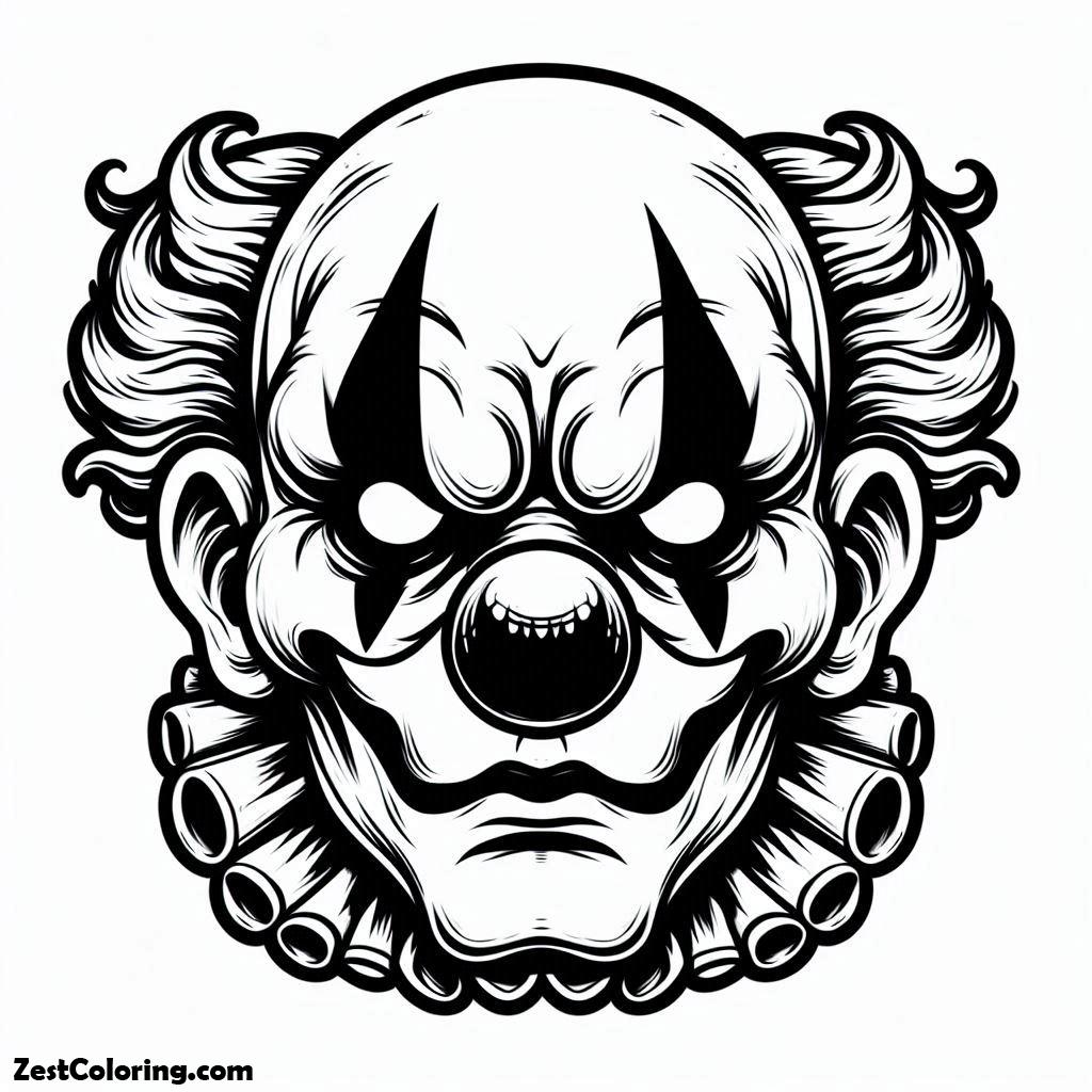 Clown, Demon Clown Head Coloring Page: Demon Clown Head Coloring PageFull Size Image