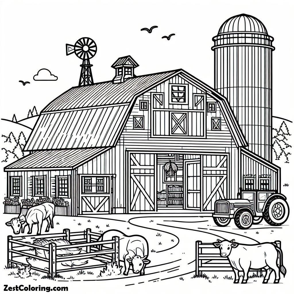Barn, Farming Barn Coloring Page: Farming Barn Coloring PageFull Size Image