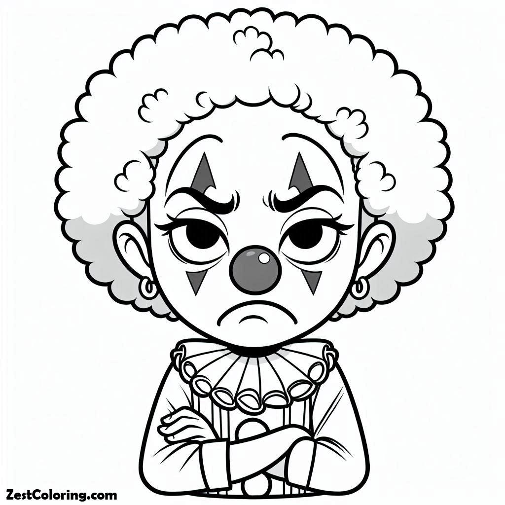 Clown, Female Clown Is Pouting Coloring Page: Female Clown Is Pouting Coloring PageFull Size Image