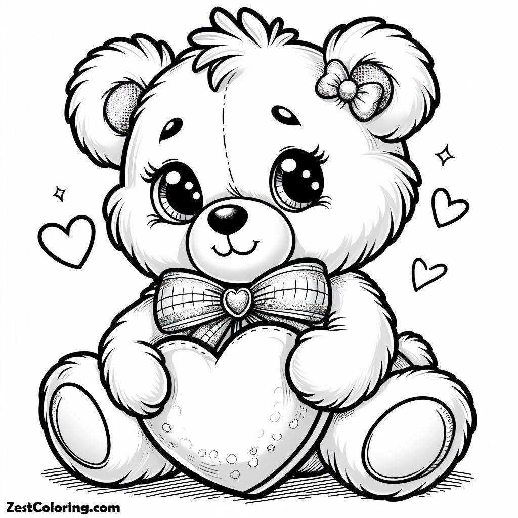 Teddy Bear, Fluffy Teddy Bear Coloring Page: Fluffy Teddy Bear Coloring PageFull Size Image