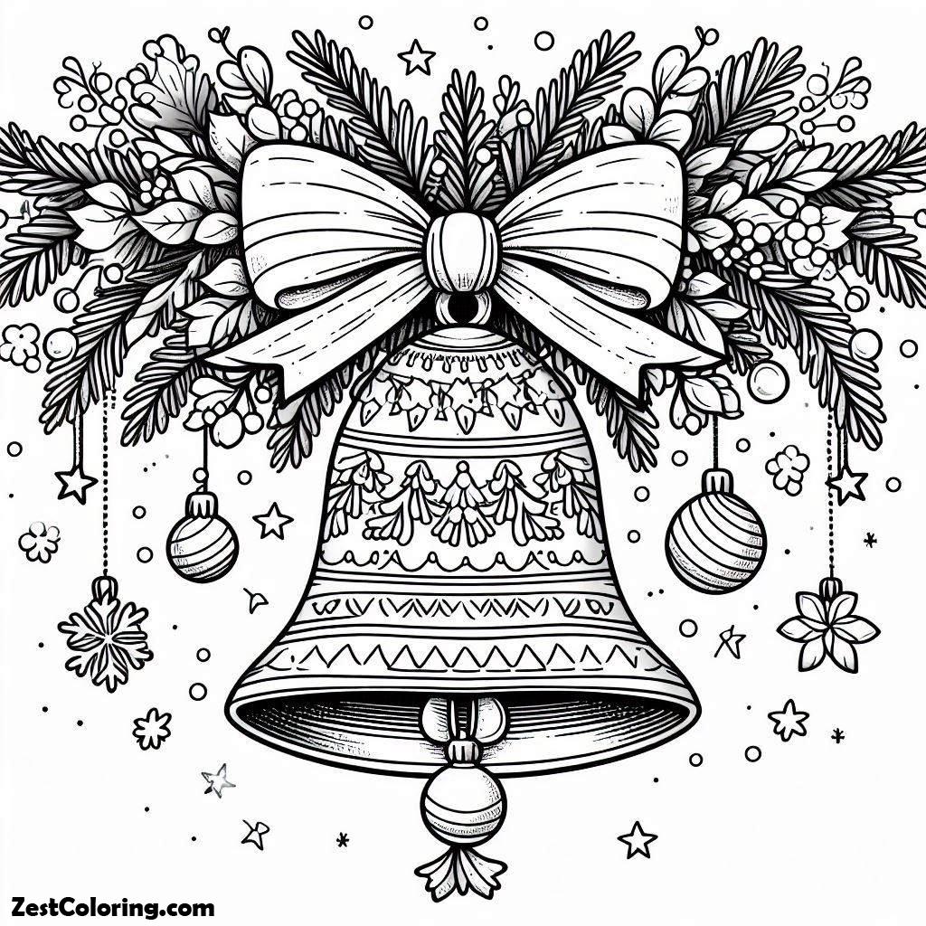 Christmas, Gorgeous Christmas Bell Ornament On Christmas Coloring Page: Gorgeous Christmas Bell Ornament On Christmas Coloring PageFull Size Image