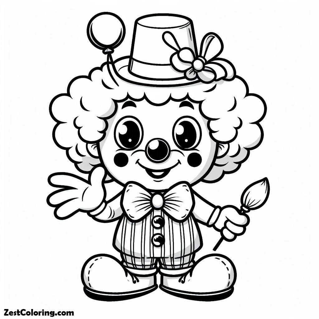 Clown, Greeting Sweet Clown Coloring Page: Greeting Sweet Clown Coloring PageFull Size Image