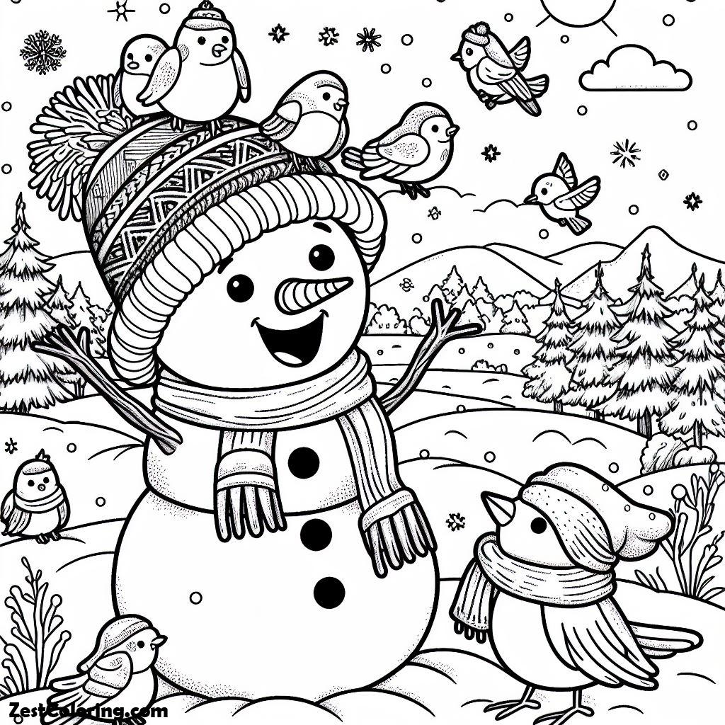 Snowman, Happy Greeting From Snowman Coloring Page: Happy Greeting From Snowman Coloring PageFull Size Image