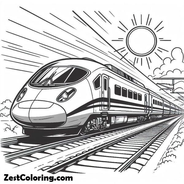 High Speed Train On Sunny Day Coloring Page : Coloring for Kids – Smart ...