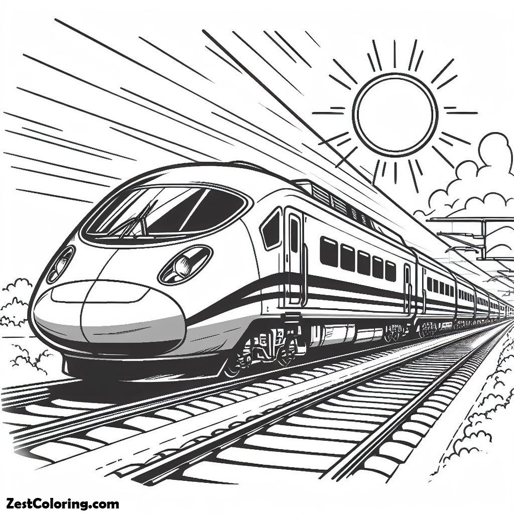 Hi Speed Train Colouring In High Speed Train On Sunny Day Coloring Page : Coloring for Kids – Smart ...