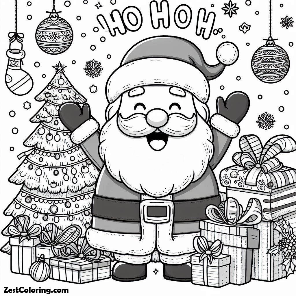 Christmas, Ho Ho Ho And Joyful Happy Merry Christmas From Santa Claus On Christmas Coloring Page: Ho Ho Ho And Joyful Happy Merry Christmas From Santa Claus On Christmas Coloring PageFull Size Image