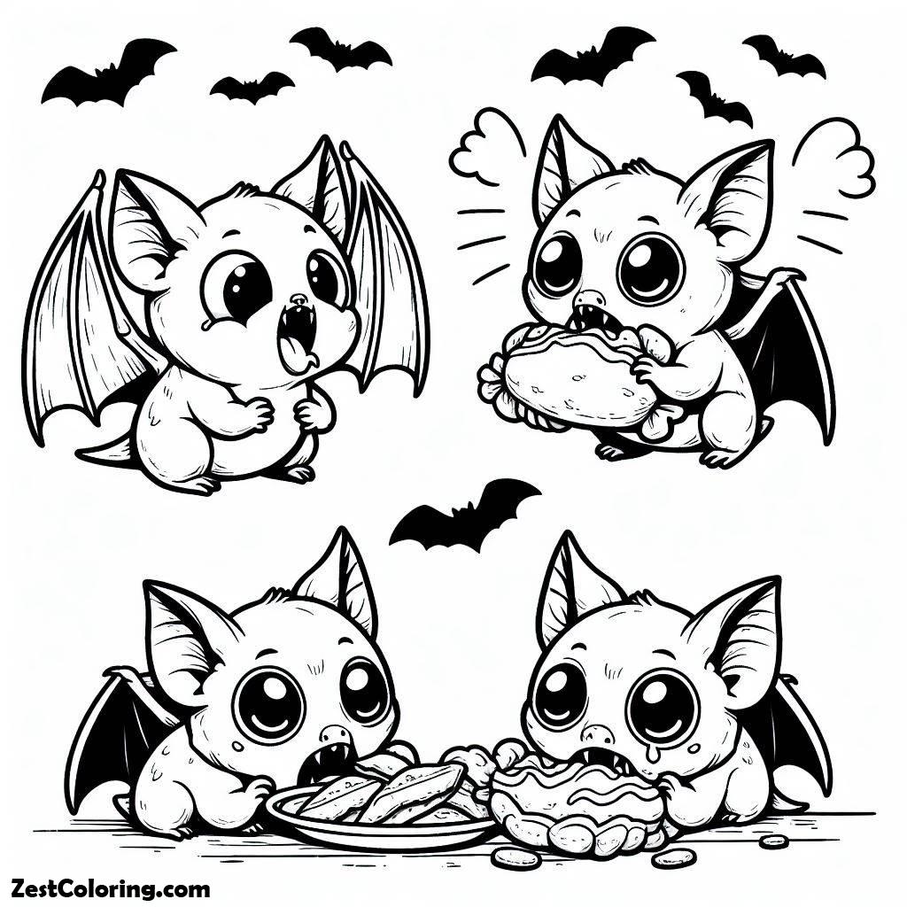 Hungry Bats Coloring Page : Coloring for Kids – Smart, Creative, and Fun