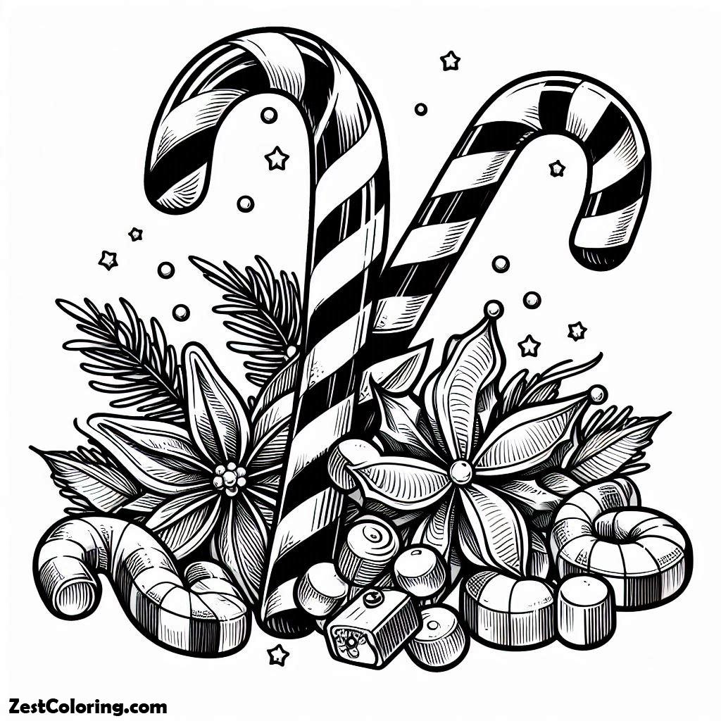 Christmas, Juicy Candy Canes On Christmas Coloring Page: Juicy Candy Canes On Christmas Coloring PageFull Size Image