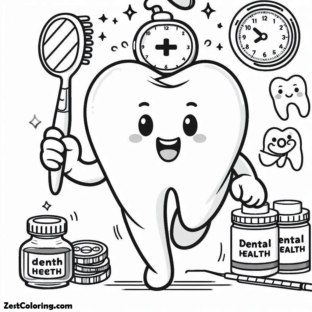 Dental Health, Keep Your Teeth Healthty In Dental Health Coloring Page: Keep Your Teeth Healthty In Dental Health Coloring PageFull Size Image