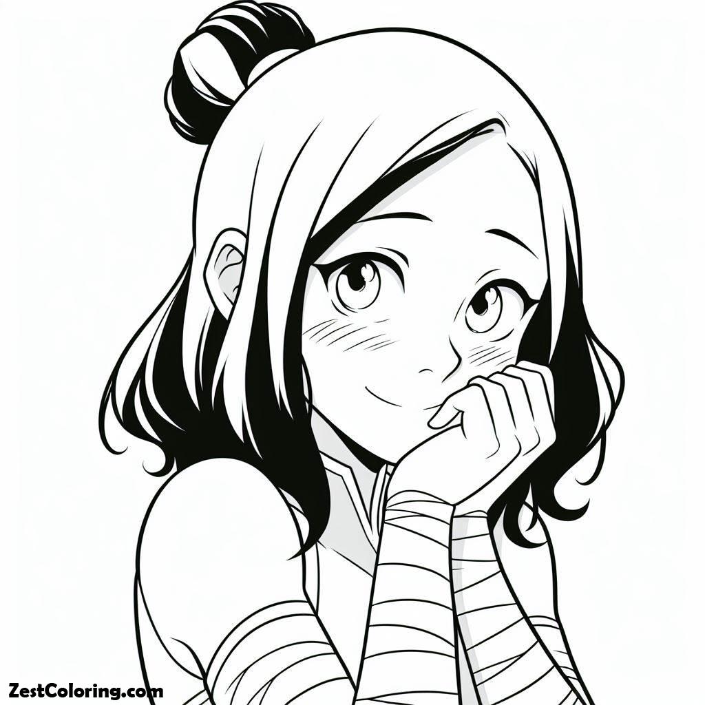The Legend Of Kora, Korra Is Shy Coloring Page: Korra Is Shy Coloring PageFull Size Image