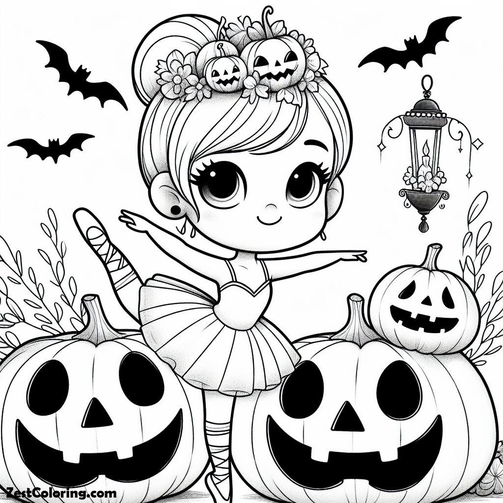 Ballerina, Little Ballerina Of Halloween Coloring Page: Little Ballerina Of Halloween Coloring PageFull Size Image
