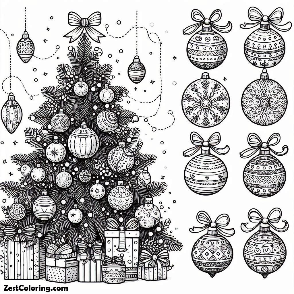 Christmas, Lovely Christmas Ball Ornaments For Christmas Tree On Christmas Coloring Page: Lovely Christmas Ball Ornaments For Christmas Tree On Christmas Coloring PageFull Size Image
