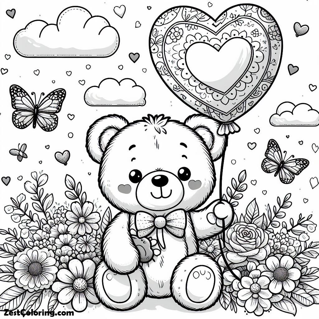 Teddy Bear, Lovely Teddy Bear Coloring Page: Lovely Teddy Bear Coloring PageFull Size Image
