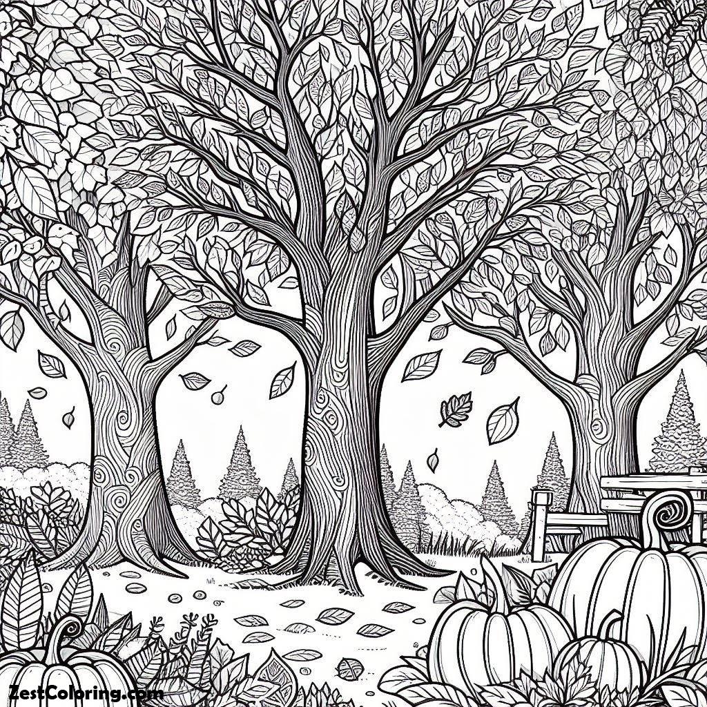 Fall Calling Pages Autumn Themed Coloring Page