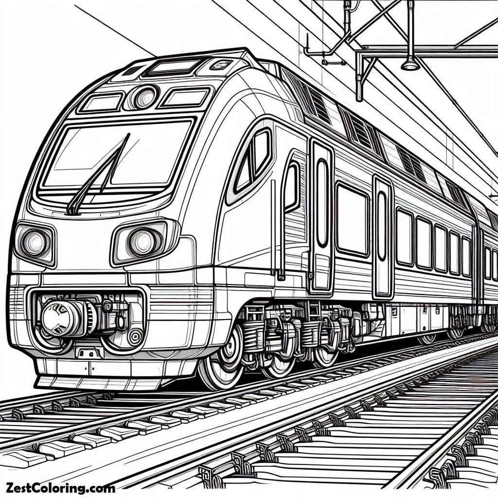 Train, Modern Train Coloring Page: Modern Train Coloring PageFull Size Image