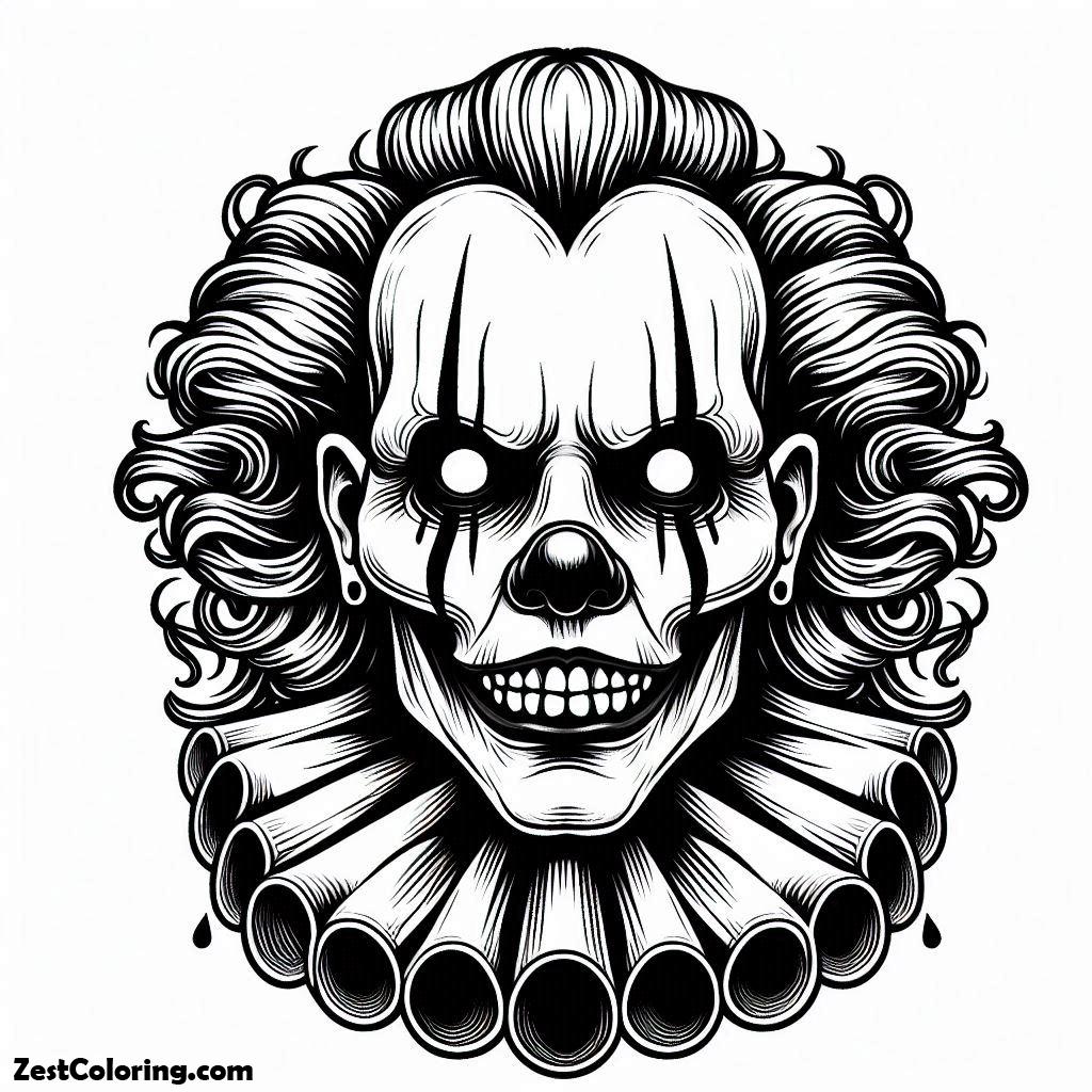 Clown, Monster Clown Head Coloring Page: Monster Clown Head Coloring PageFull Size Image