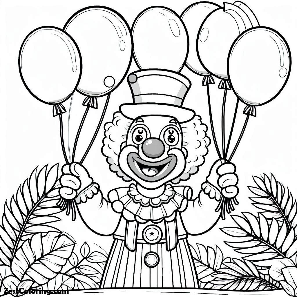 Clown, Mr Clown Has Many Balloons For You Coloring Page: Mr Clown Has Many Balloons For You Coloring PageFull Size Image
