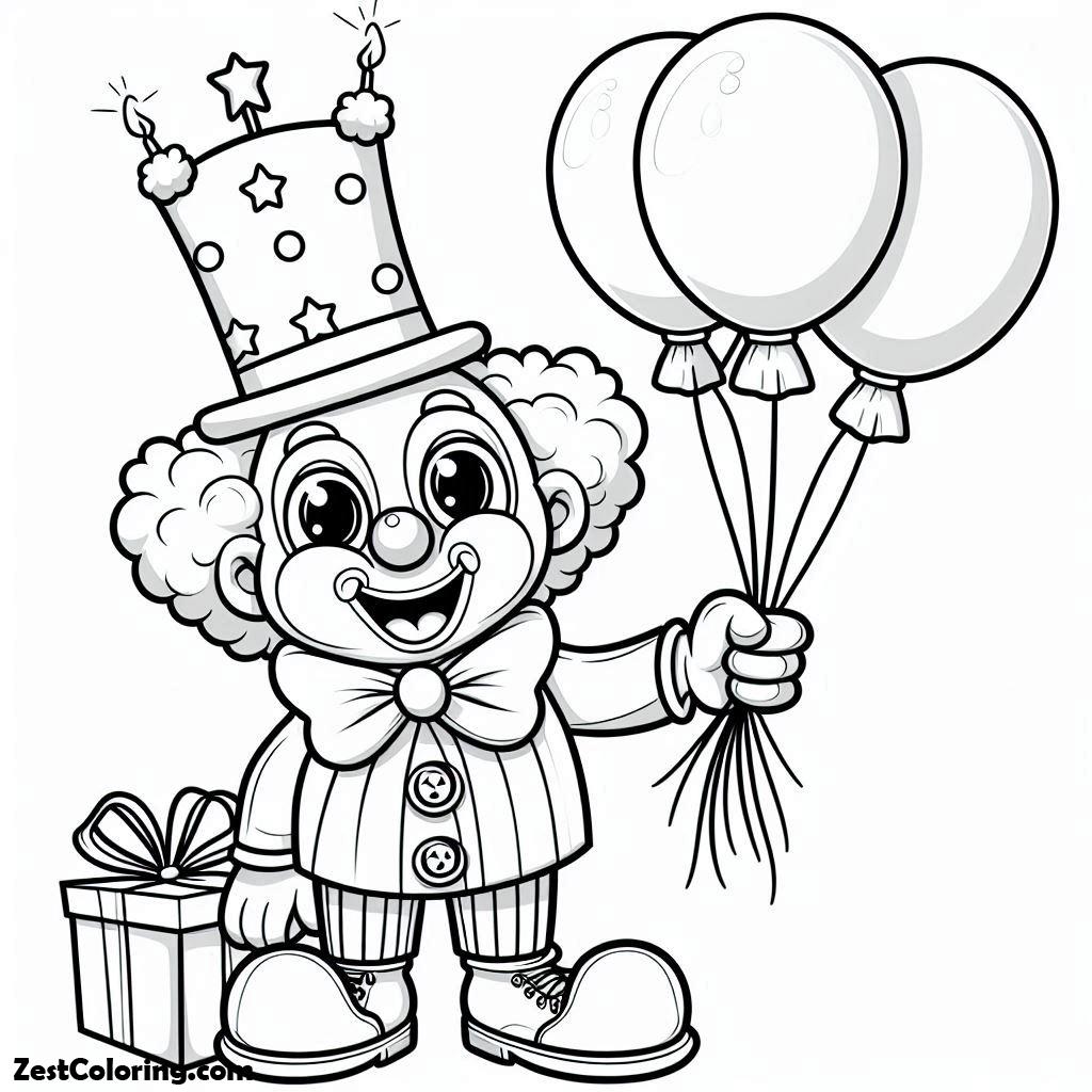 Clown, Mr Clown Has Three Balloons Coloring Page: Mr Clown Has Three Balloons Coloring PageFull Size Image