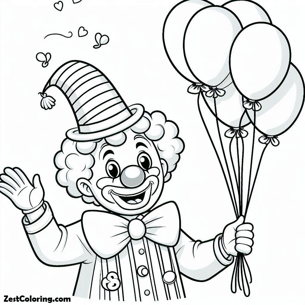 Clown, Mr Clown Want To Share His Balloons Coloring Page: Mr Clown Want To Share His Balloons Coloring PageFull Size Image