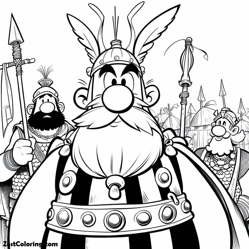 Asterix, Obelix Walks Into The War Preparation Meeting In The Adventure Of Asterix Coloring Page: Obelix Walks Into The War Preparation Meeting In The Adventure Of Asterix Coloring PageFull Size Image