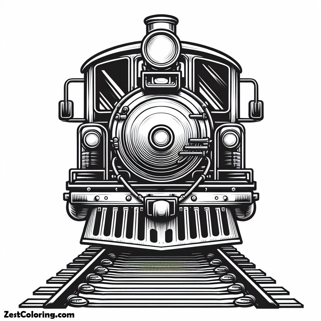 Train, Old Train Picture From Front Angle Coloring Page: Old Train Picture From Front Angle Coloring PageFull Size Image