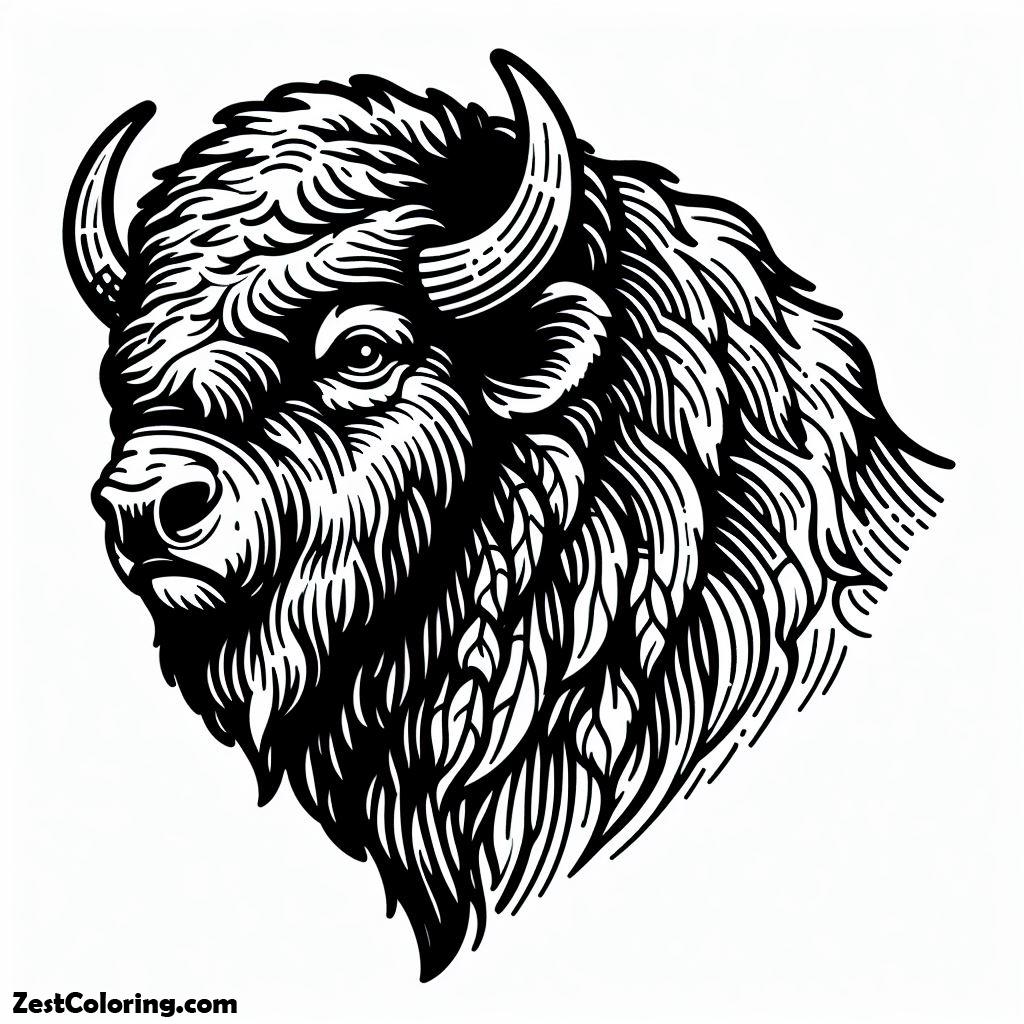 Bison, Picture Of A Old Bison Head Coloring Page: Picture Of A Old Bison Head Coloring PageFull Size Image
