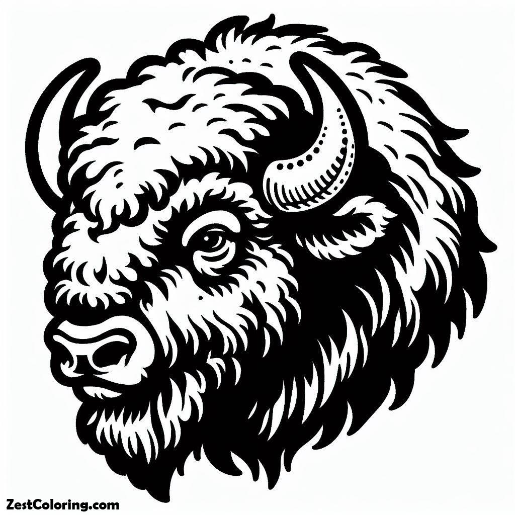 Bison, Picture Of Bison Head Coloring Page: Picture Of Bison Head Coloring PageFull Size Image