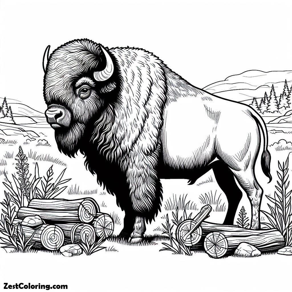 Bison, Picture Of Bison In The Hills Coloring Page: Picture Of Bison In The Hills Coloring PageFull Size Image