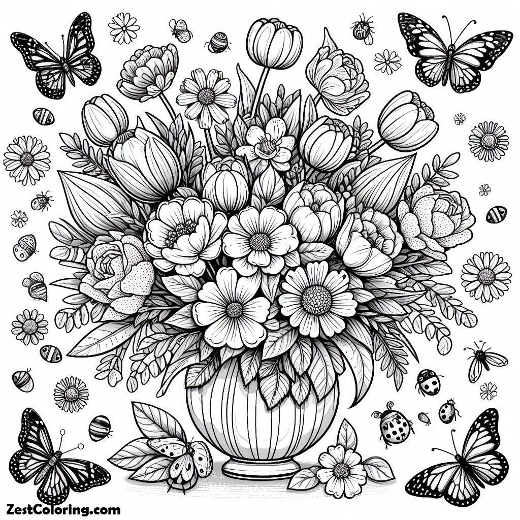Rose Is One Of Spring Flower Coloring Page : Coloring for Kids – Smart ...