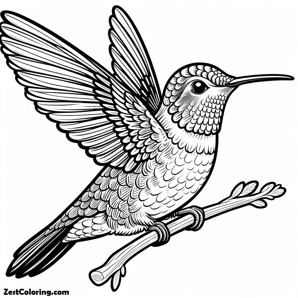 Bird, Ruby Throated Hummingbird Ready To Fly Coloring Page: Ruby Throated Hummingbird Ready To Fly Coloring PageFull Size Image