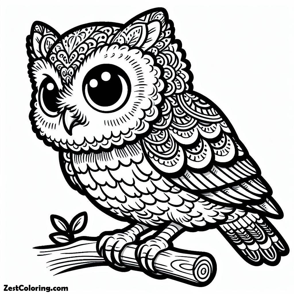 Bird, Screech Cute Owl Bird Coloring Page: Screech Cute Owl Bird Coloring PageFull Size Image