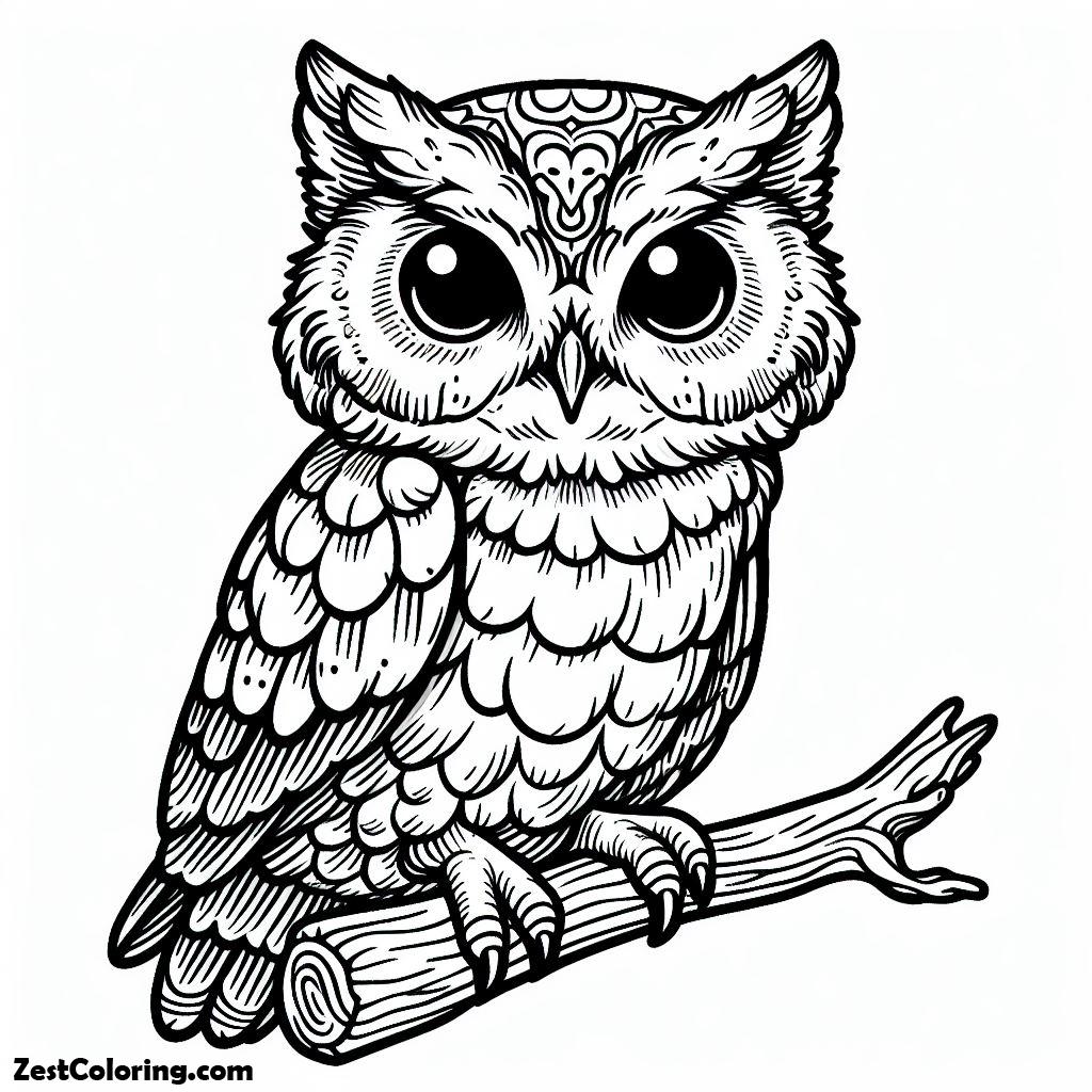 Bird, Screech Owl Bird Coloring Page: Screech Owl Bird Coloring PageFull Size Image