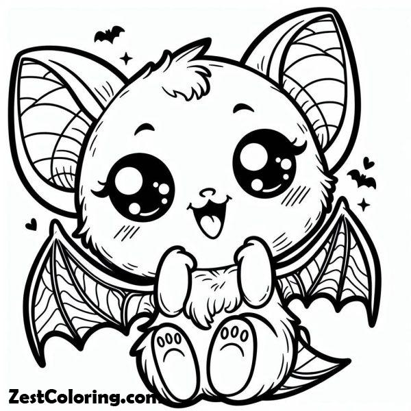 Bat Coloring Page Cute