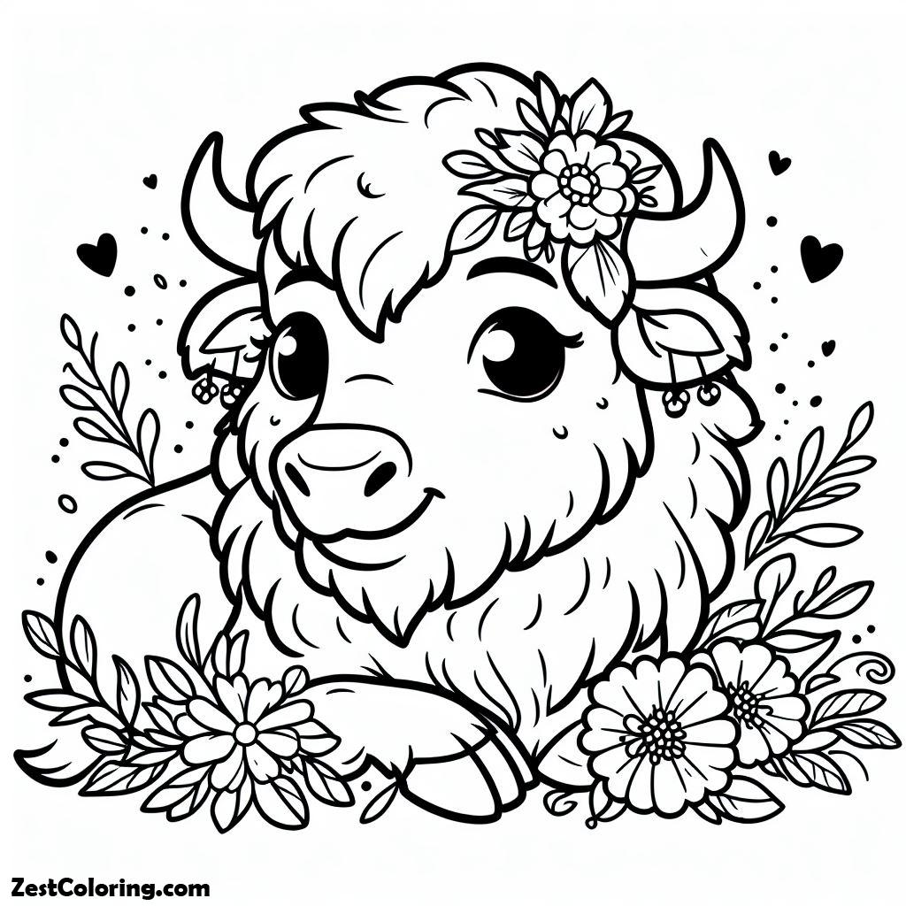 Bison, Smiling Female Bison Coloring Page: Smiling Female Bison Coloring PageFull Size Image