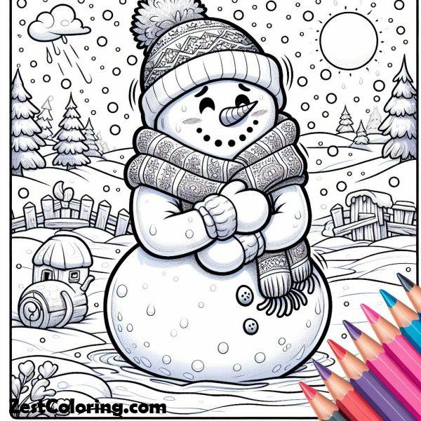 Snowman Is Getting Cold Coloring Page : Coloring for Kids – Smart ...