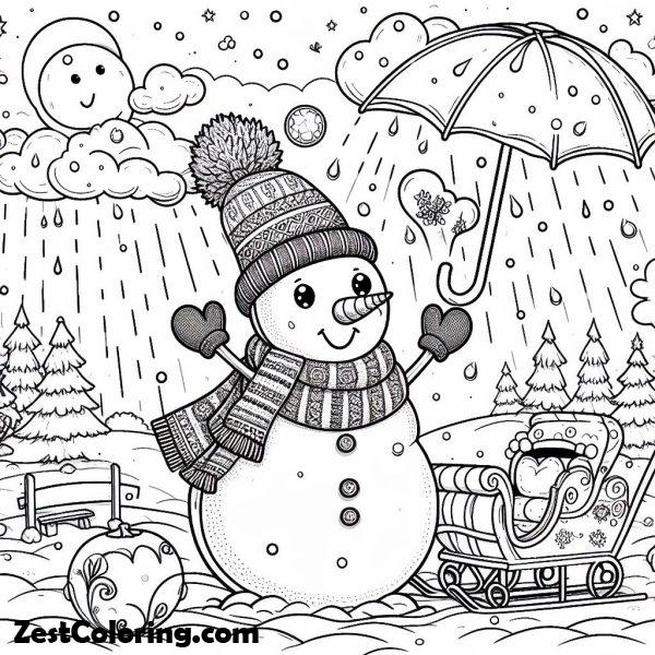 First Snow Fall Coloring Snowman Love Snowfall Coloring Page : Coloring for Kids – Smart ...