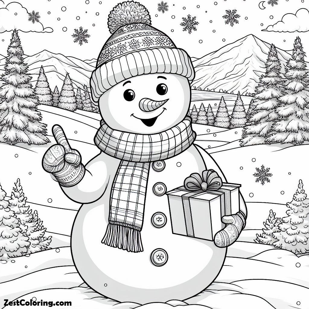 Snowman, Snowman Says If You A Bad Boy, You Won’t Have A Present Coloring Page: Snowman Says If You A Bad Boy, You Won't Have A Present Coloring PageFull Size Image