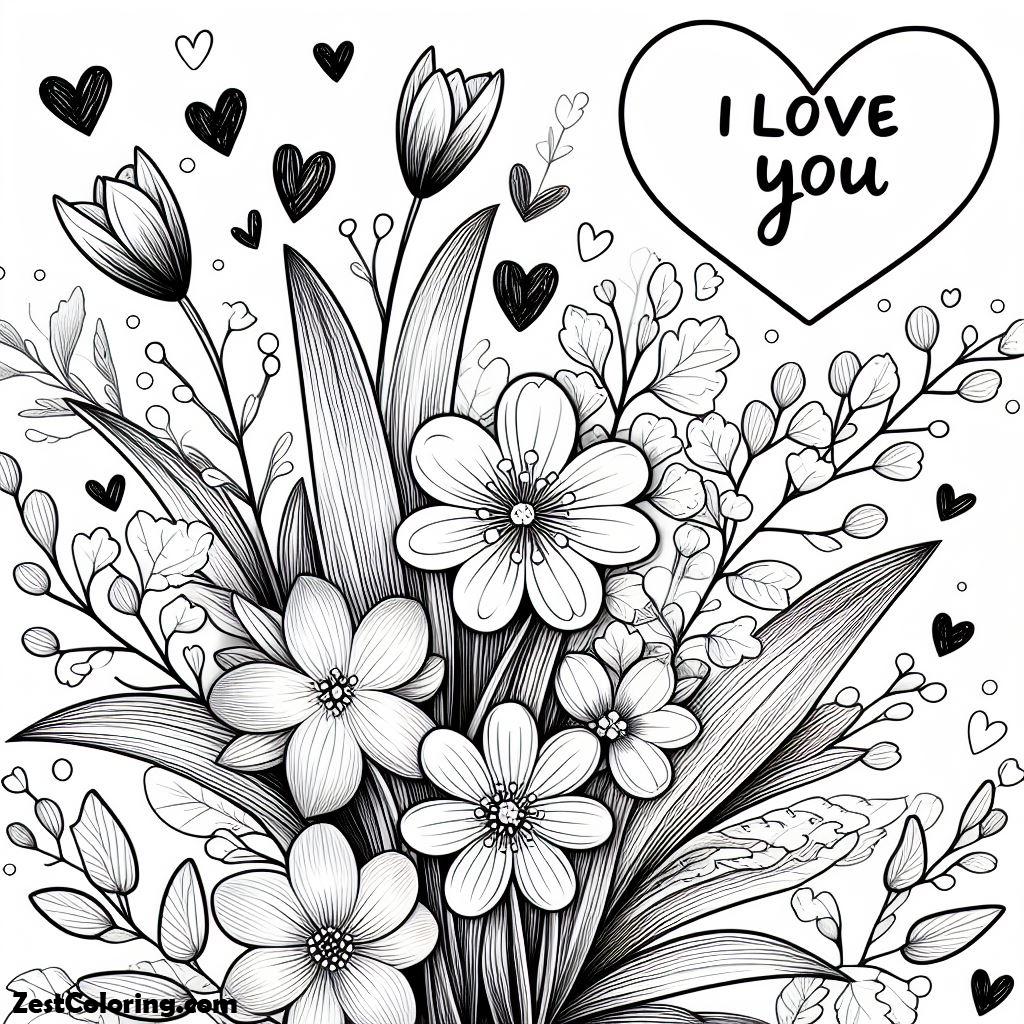 Spring Love Coloring Spring Flowers For Love Ones Coloring Page : Coloring for Kids – Smart ...