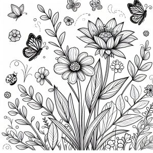 Beautiful Roses In Spring Flower Coloring Page : Coloring for Kids ...