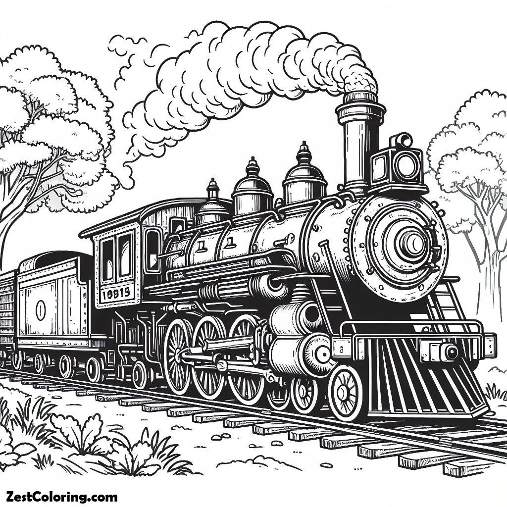 Train, Steam Train Coloring Page: Steam Train Coloring PageFull Size Image